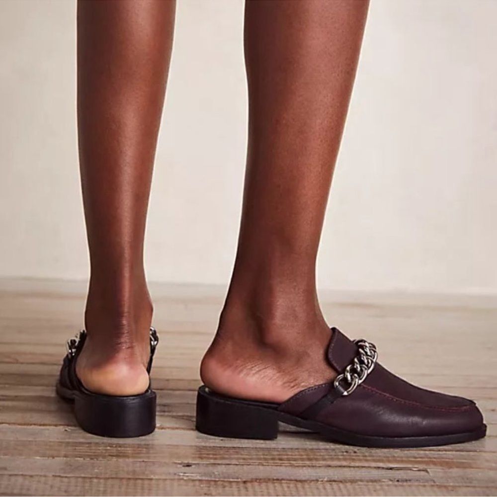 FREE PEOPLE Vida Mules / Fig Leather SIZE 6 - Picture 3 of 6